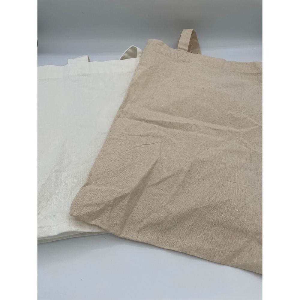 Blank Canvas Tote Bags Set of 2 Natural Cream Reusable Craft Bags‎